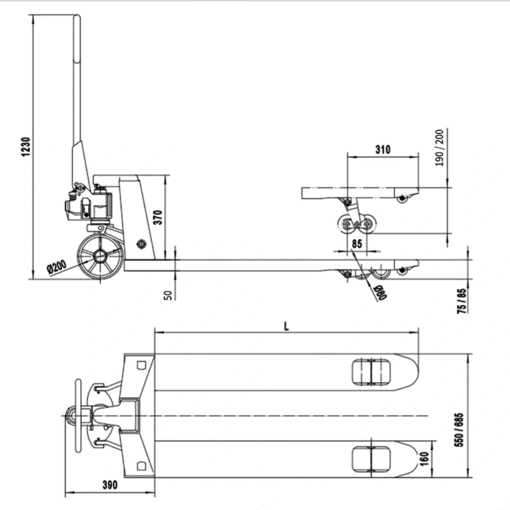 QSLiFT BF25 Hand Pallet Truck, Capacity 2500kg - Слика 5