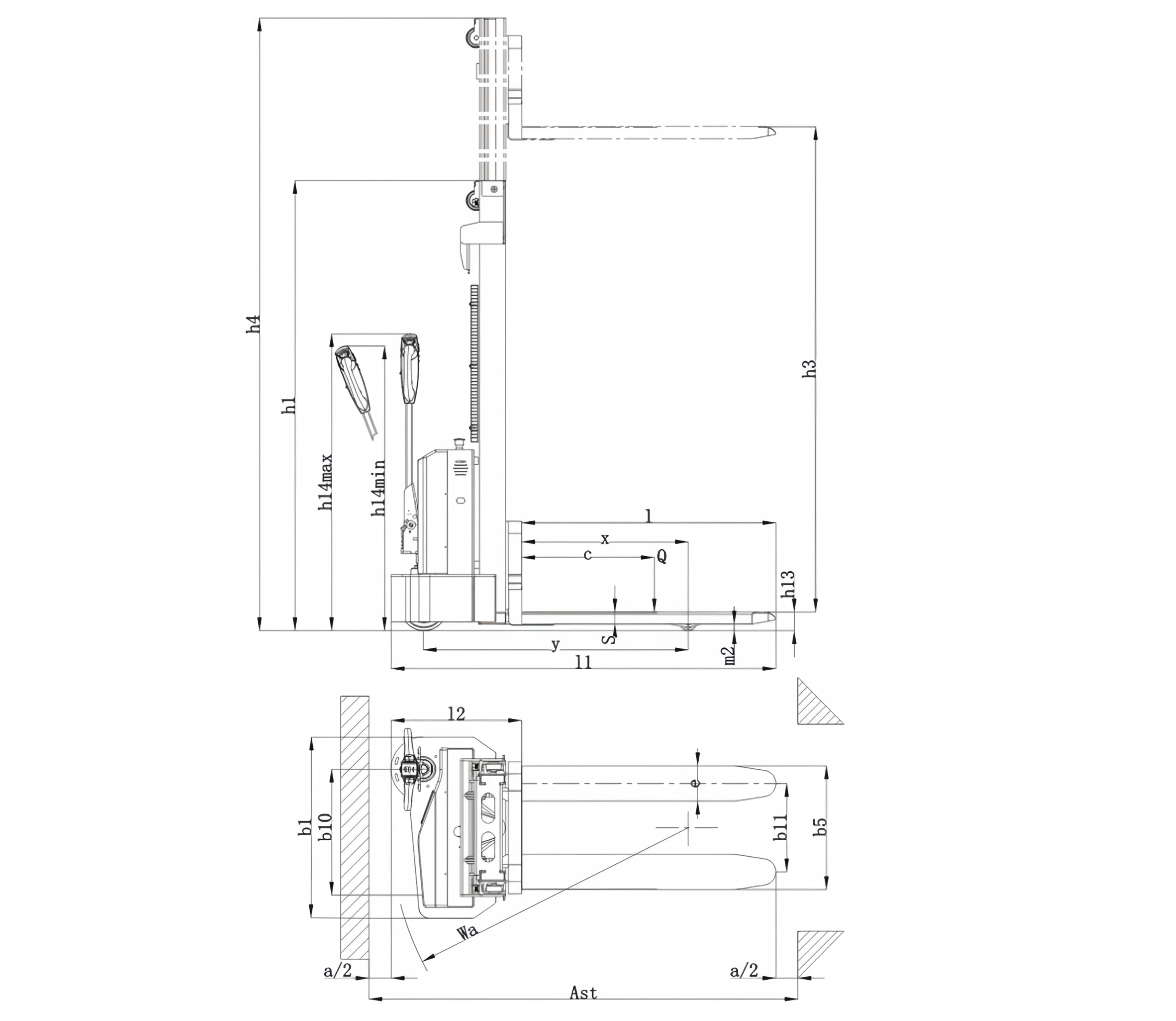 QSLiFT QES10E-35 Pedestrian Electric Stacker, Capacity 1000kg - Слика 5