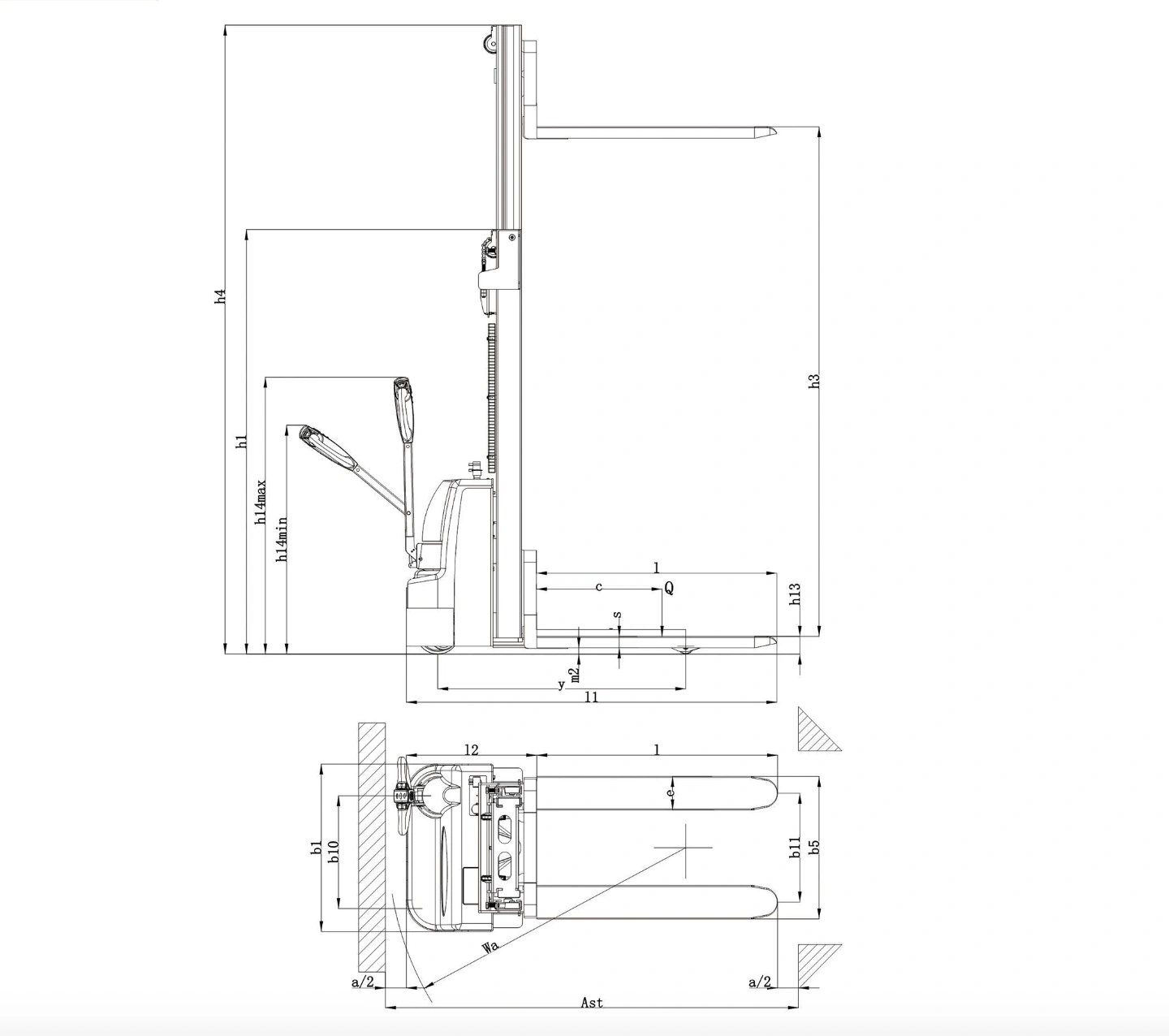 QSLiFT QES15E-35 Pedestrian Electric Stacker Capacity 1500 kg, Lift Height 3500mm - Слика 5