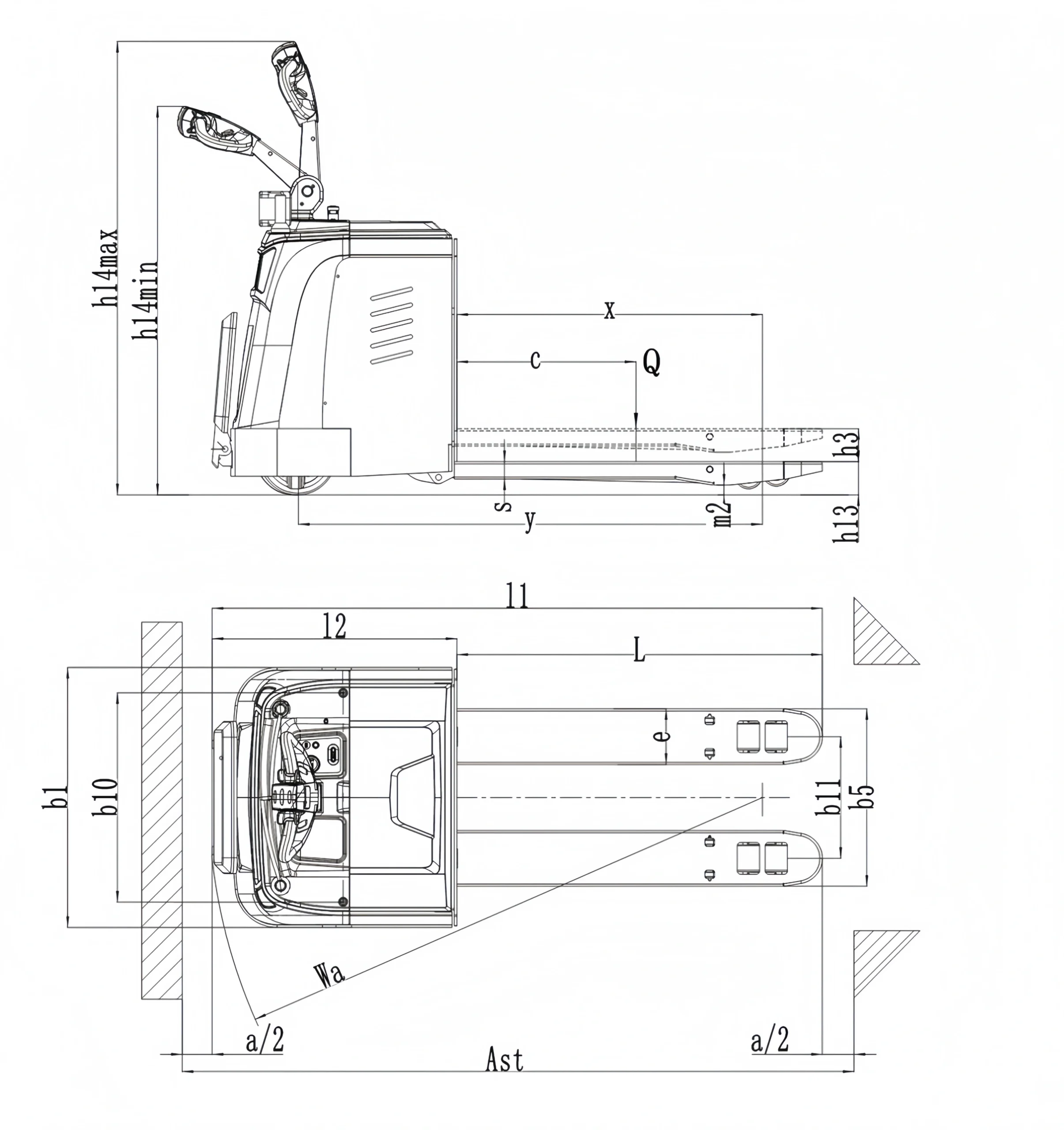 QSLiFT QET30P Stand-on Platform Electric Pallet Truck, Capacity 3000kg - Слика 3