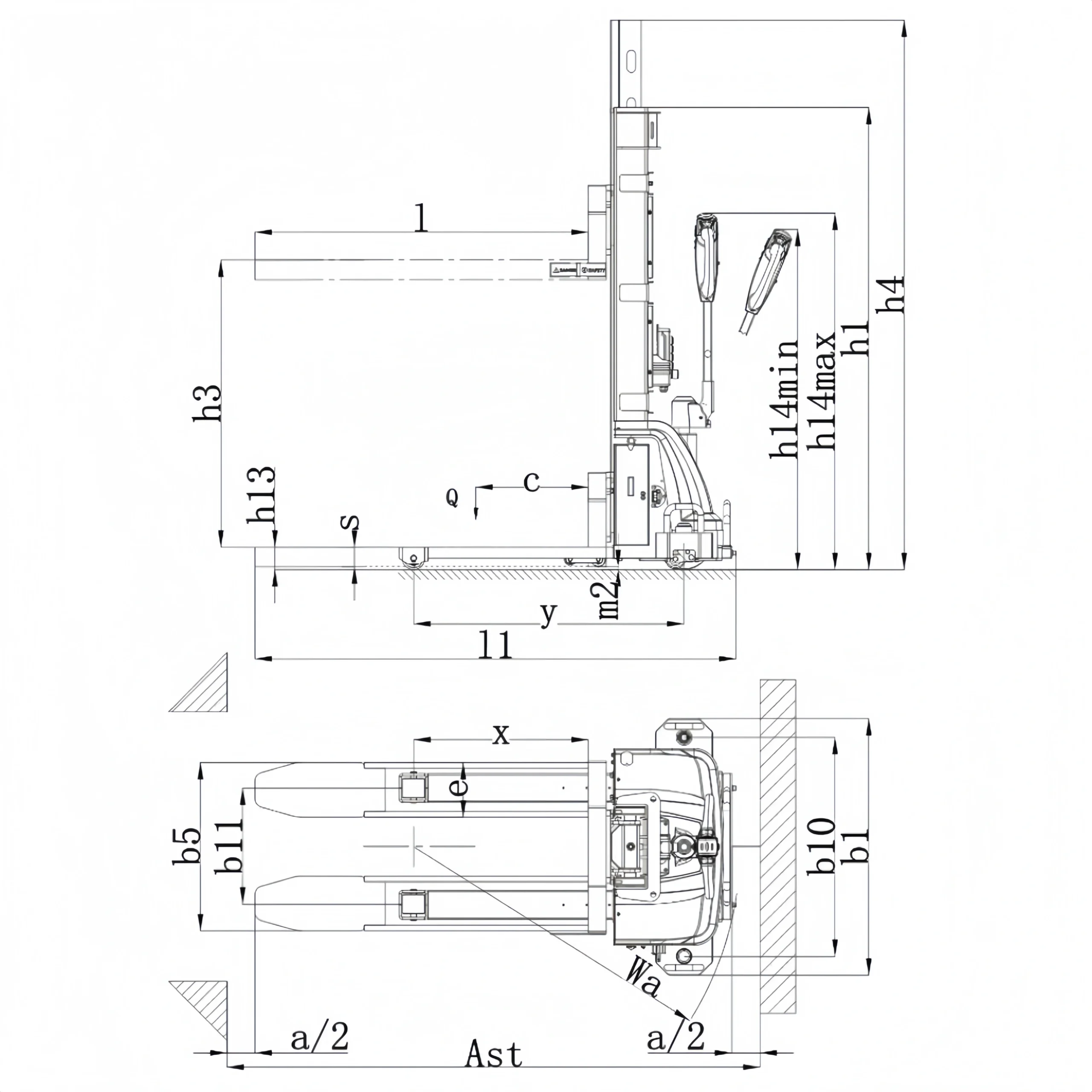 QSLiFT SES15 Electric Self-Lifting Stacker, Capacity 1500kg,Lifting Height 1500mm - Слика 5